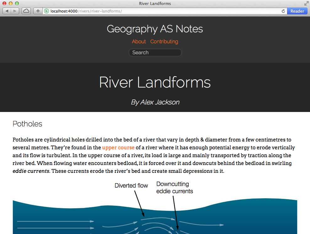 Screenshot of an article with the new design.
