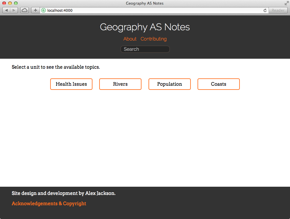 Screenshot of the new design