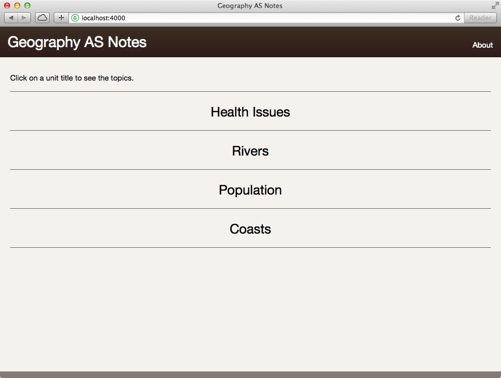 Screenshot of the old design